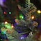 Glitzhome® 7.5ft Pre-Lit Green Upward Slim Fir Artificial Christmas Tree, Multicolor LED Lights